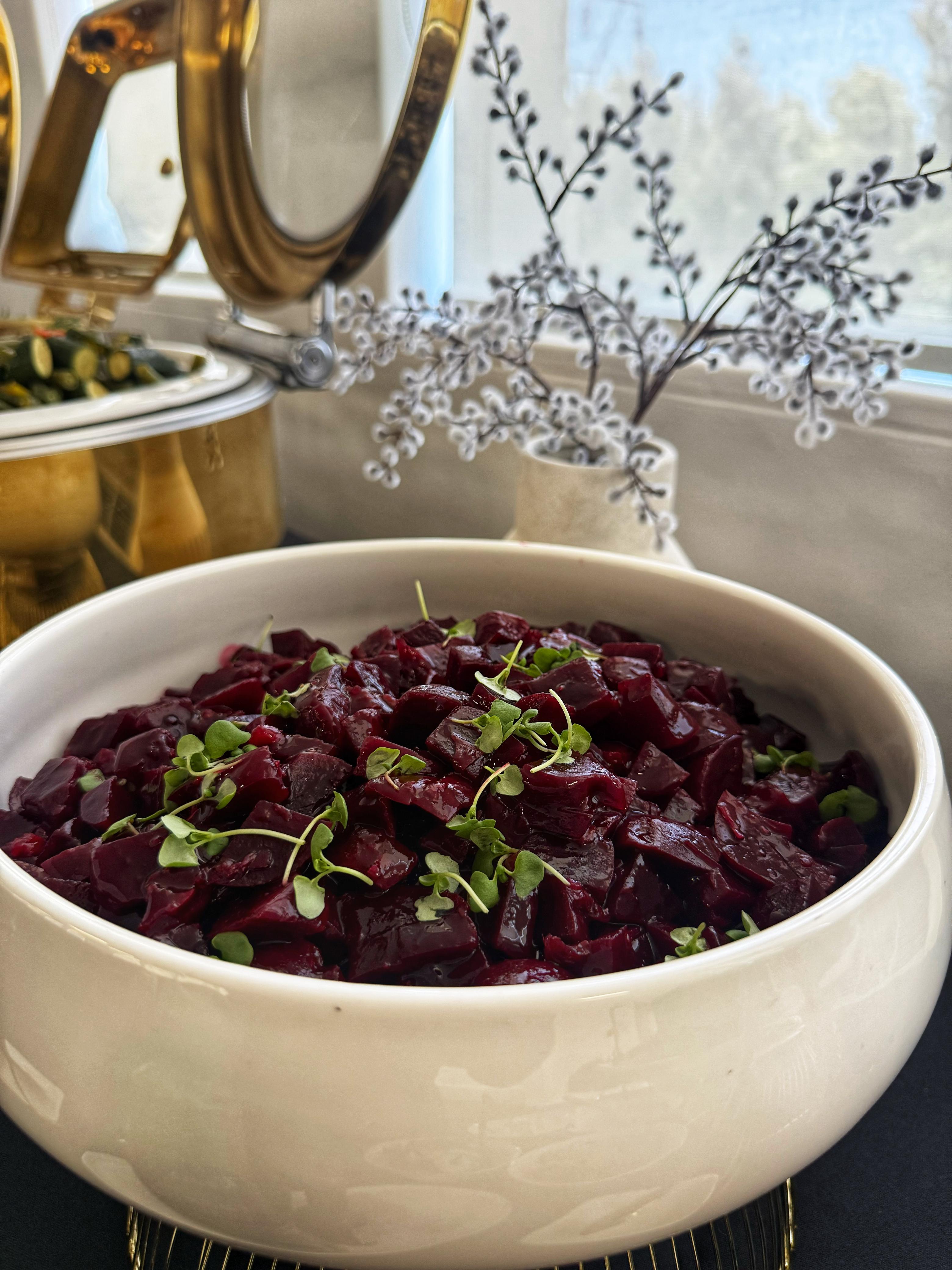 Beautifully plated main course dish from Nelulichi catering