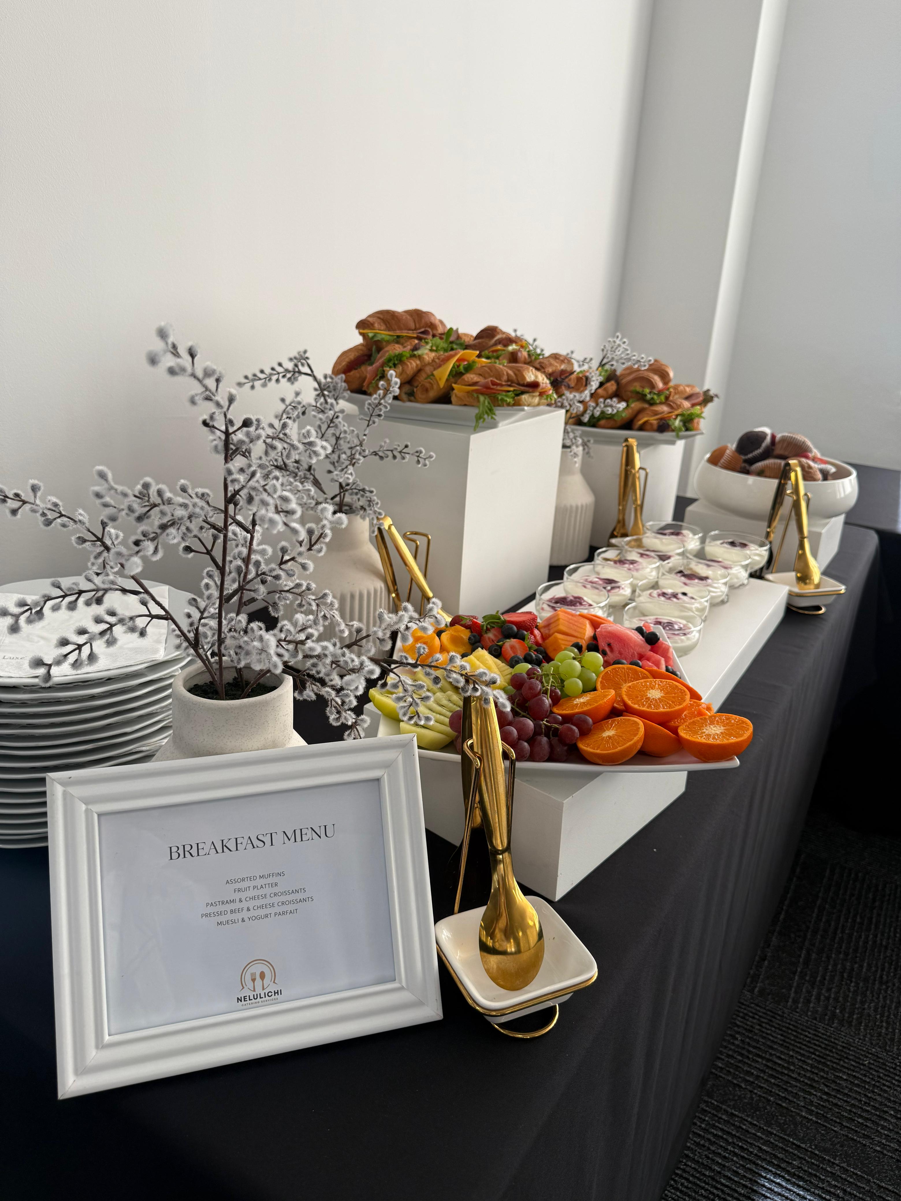 Professional food station setup for events and celebrations